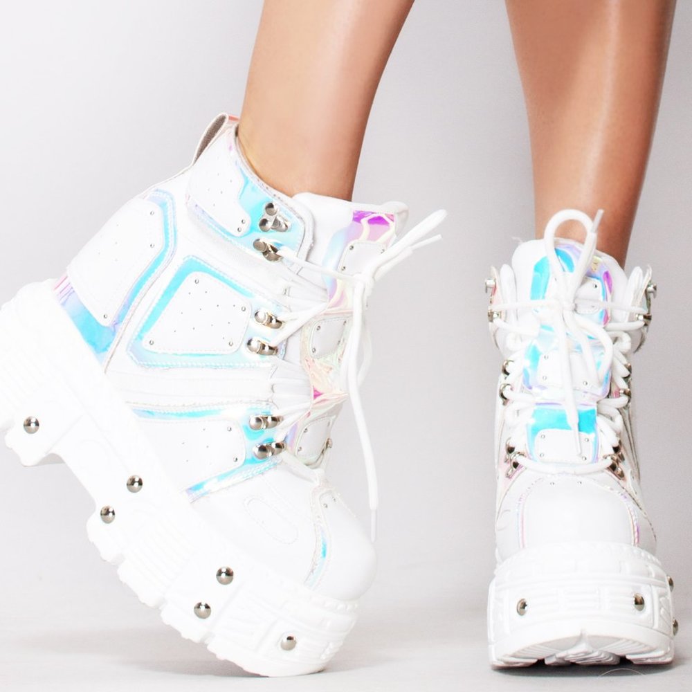 NEW Anthony Wang X LASR Exclusive Mangosteen 05 Digital Dream Platform Wedges - Picture 2 of 6